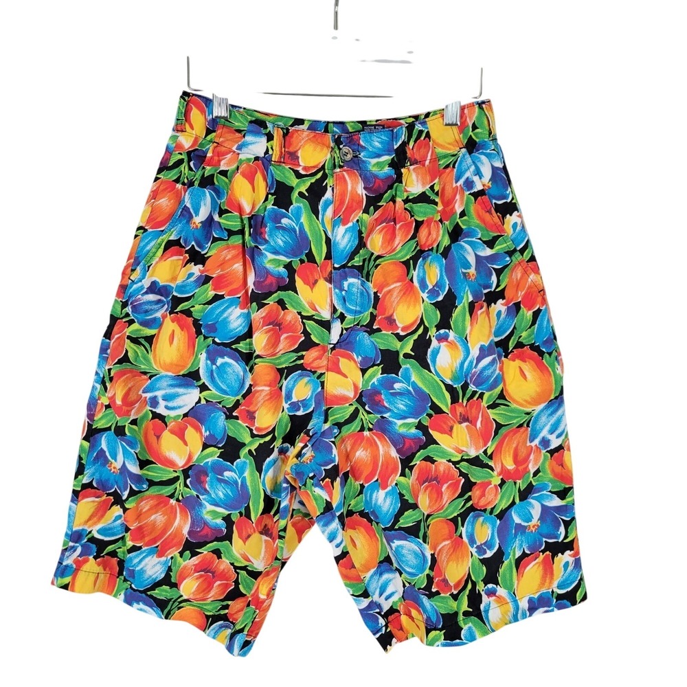 Vintage GAP Floral Shorts Women 9/10 Multicolor High Waisted Tulip‎ Japan